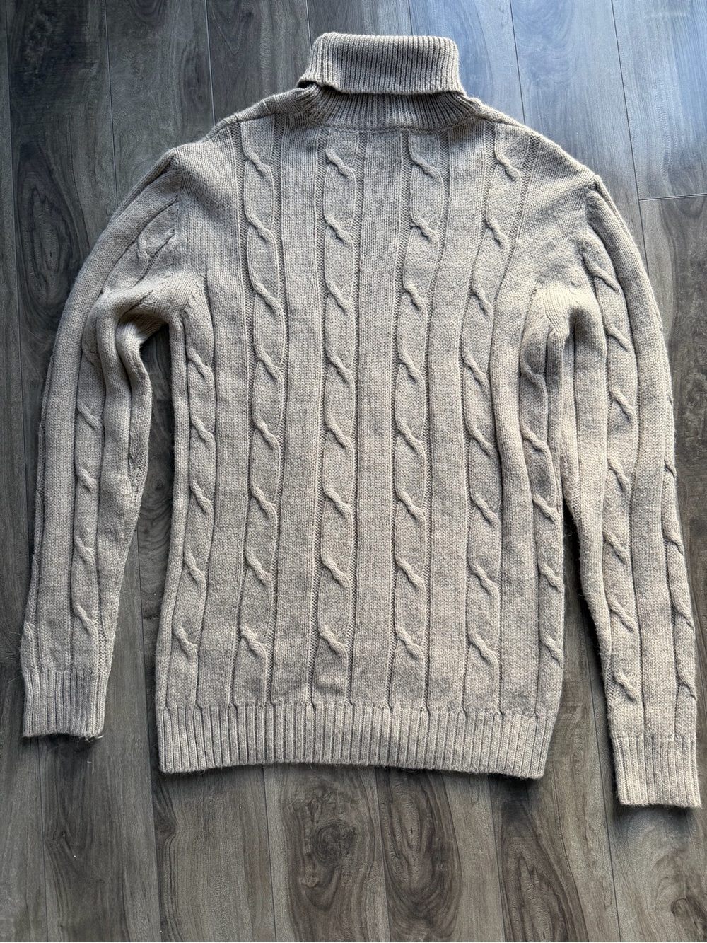 Neill Katter Men's Cable Knit Turtleneck Sweater - Beige